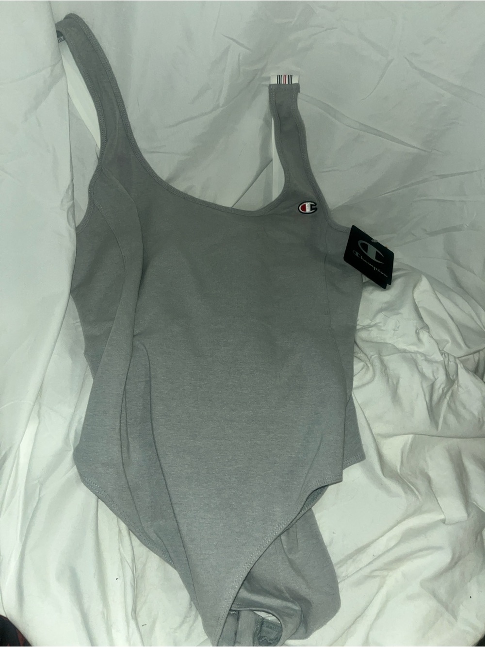 Champion Grey Scoop-Neck Tank Bodysuit